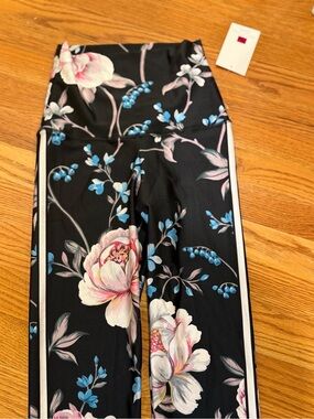 Emily Hsu Designs Black Floral Print with Pink and Blue Accents size Small